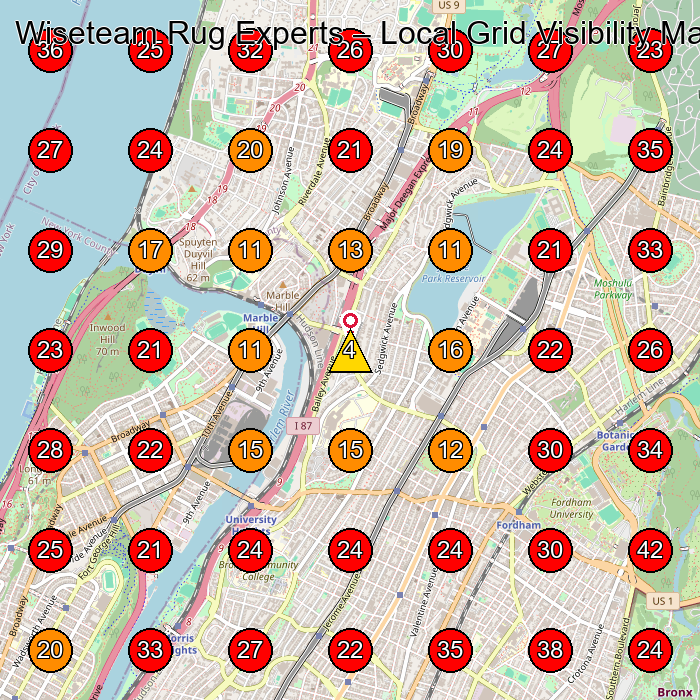 Wiseteam Rug Experts GeoGrid visibility map for Carpet Cleaning Service in Bronx